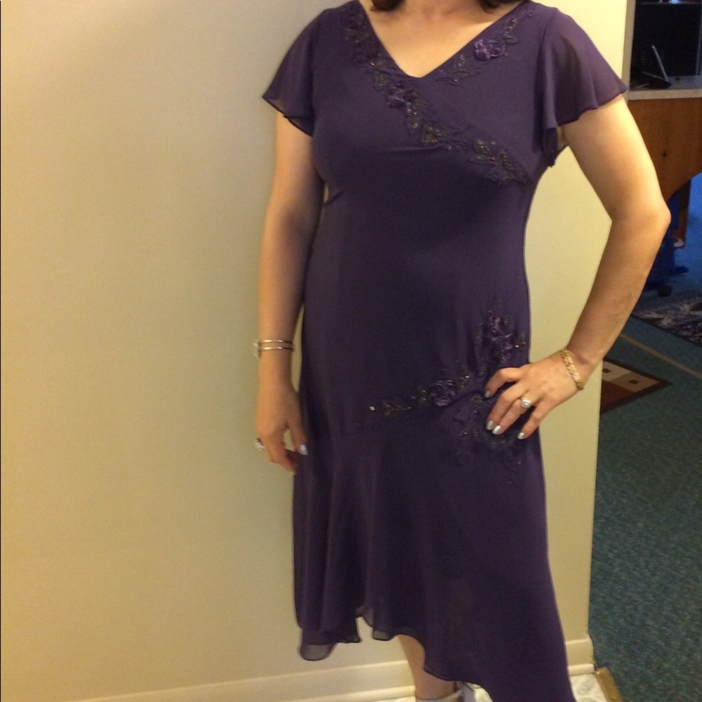 Adrianna Papell Purple Wedding guest dress